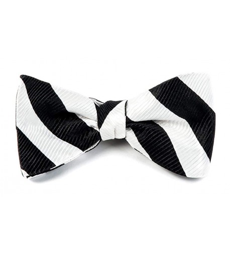 Woven Black White Striped Self Tie