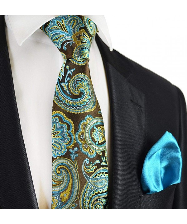 Turquoise Paisley 7 fold Pocket Square