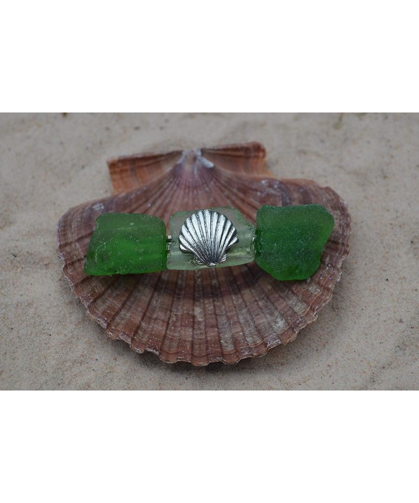 Green White Glass Hair Shell