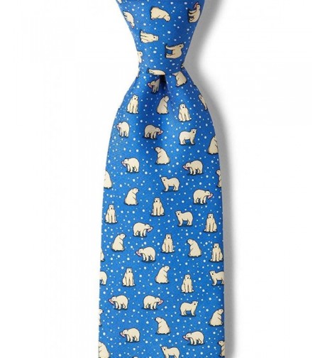 Blue Silk Polar Bears Necktie