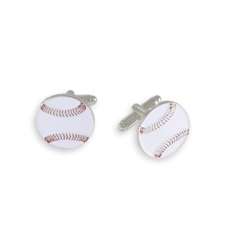Baseball Enamel Cufflink Silver Cufflinks