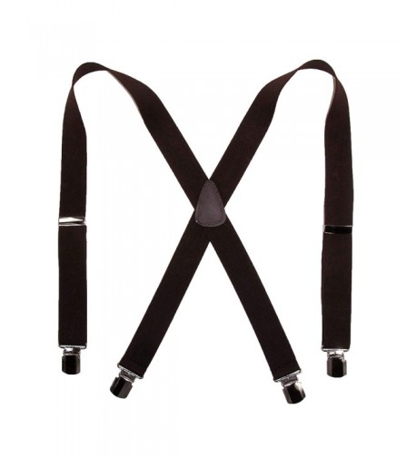 CTM Elastic Solid Suspenders Brown