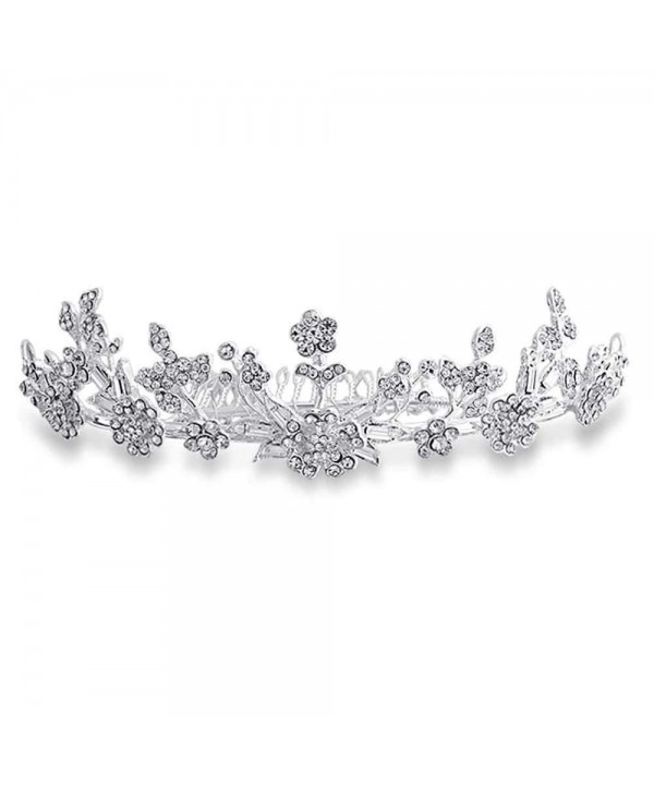 Flowers Rhinestone Bridal Headpiece Plated