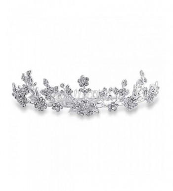 Flowers Rhinestone Bridal Headpiece Plated