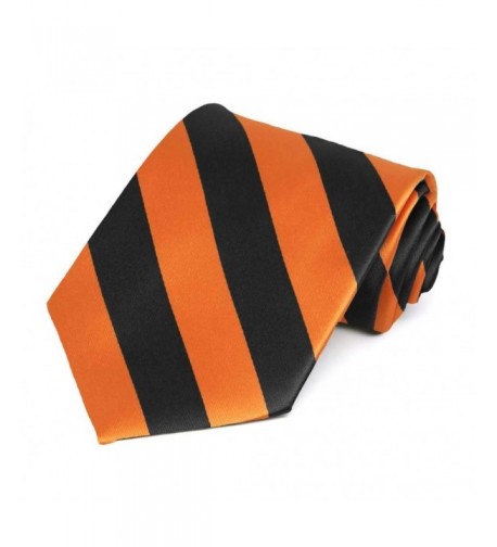 TieMart Orange Black Striped Tie