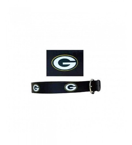 Green Packers Black Leather Belt